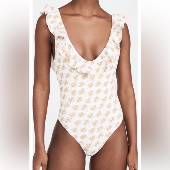 Eberjey Other - Eberjey Loreta Palapas ruffle trim low back white sun one piece swimsuit…